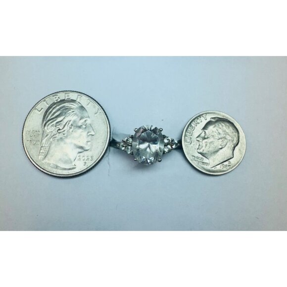 Vintage Sterling Silver 925 Ring Oval CZ & Accent Stones Size 8.5 3.7g Estate - Picture 10 of 11